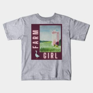 Farm Girl & Silo v4 Kids T-Shirt